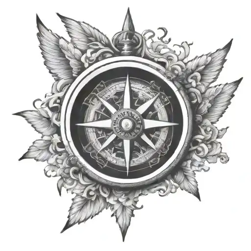 Compass Covered With Wings