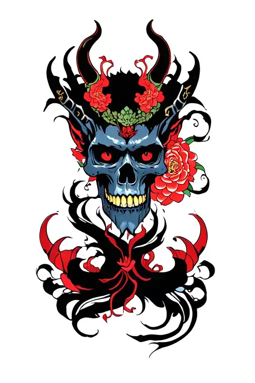 Demon And Skull Arm Sleeve