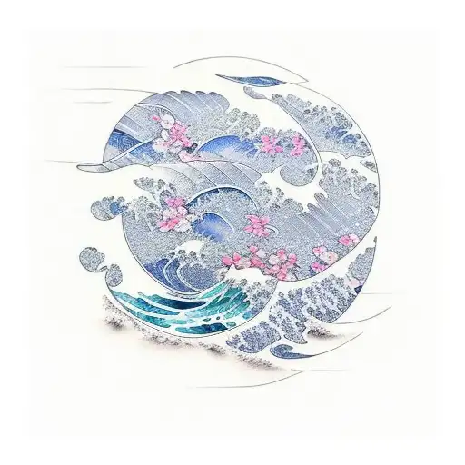 Ocean Wave With Flowers