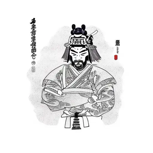 Samurai Com Templos Japoneses De Fundo