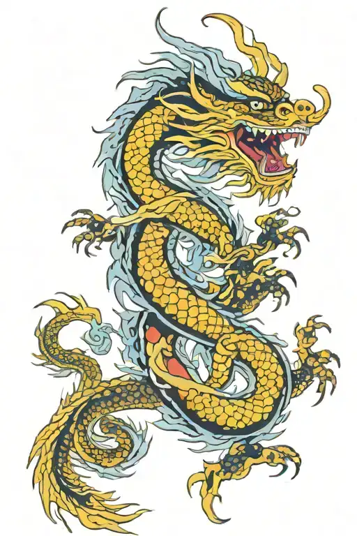 Chinese Dragon Holding A Hindi Ohm Symbol In Its Claws