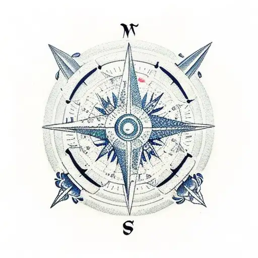 Sea Moutain Compass Tattoo