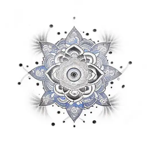 Black Spirals With Blue Lotuses