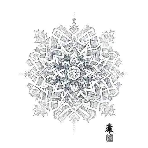 Moon With Small Snowflake Around