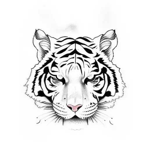 White Tiger Tatto For Shoulder Colors Black