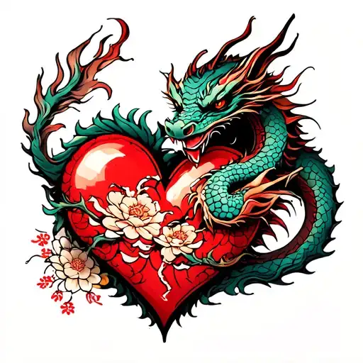 Broken Heart With Dragon Wrapped