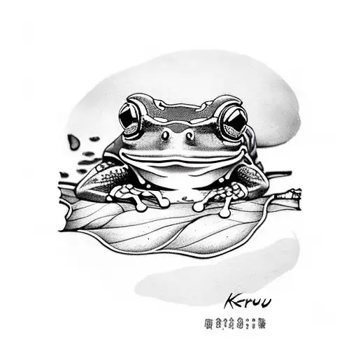 Kaeru Frog Relaxing On A Leaf