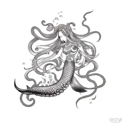 Mermaid Octupus Fight