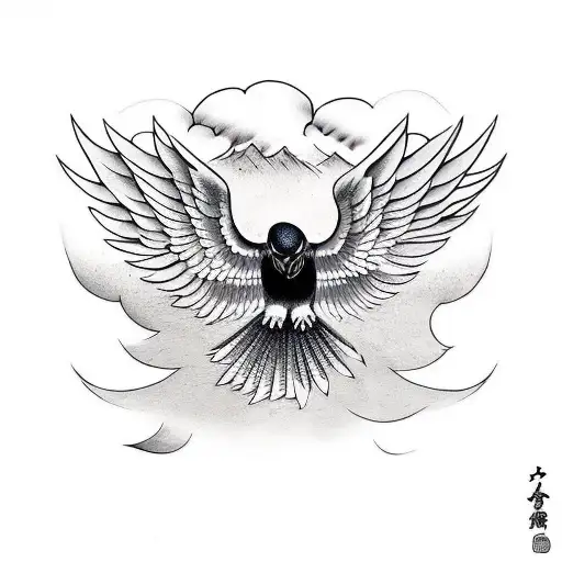 Crow Spreading Wings