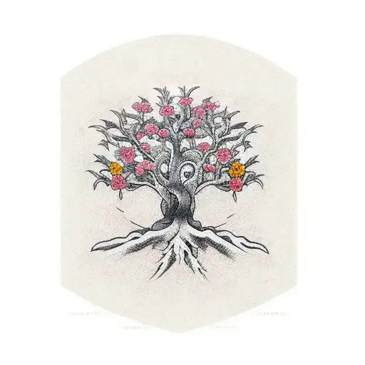 Tree Of Life With 3 Flowers