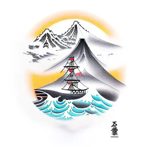 Mountain With Shipwreck And Mast