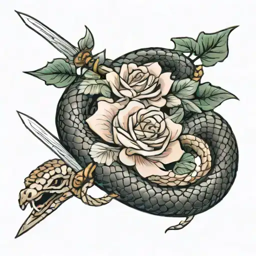Snake Rose And Sword Wrapped