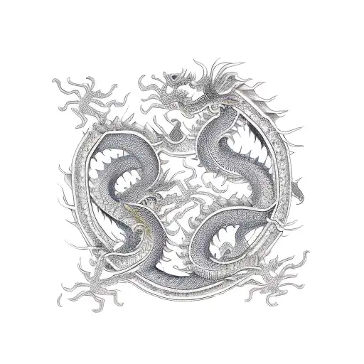 Two Symmetrical Chinese Dragons