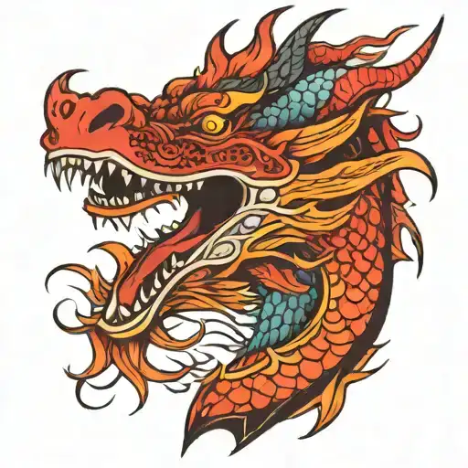 Dragons On The Neck On Fire