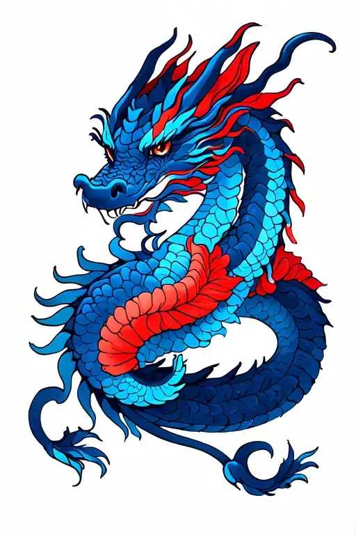 Dragon Delicate But Not Too Feminine With Extra Details In Blue Or Red Ink