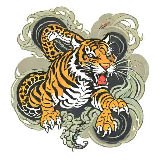 Tiger Fighting A Dragon