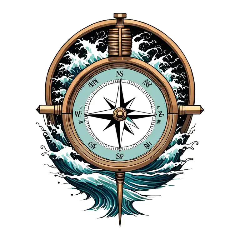 Compass Surrounded By Whitewater