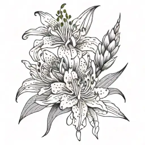 Scolopendre Around Red Spider Lily Flower