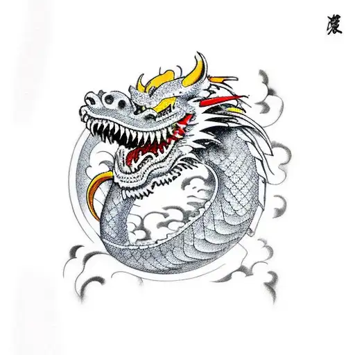 Dragon With Hannya Mask
