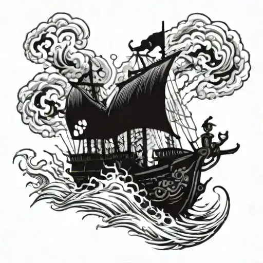 Ancient Ship On Fire