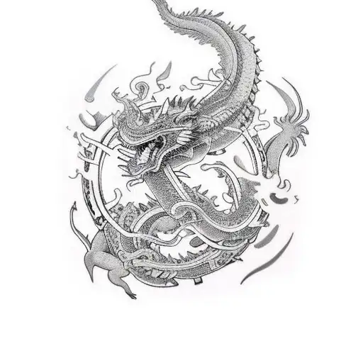 Mechanical Leg Sleeve Tattoo With Mechanical Dragon And Mechanical Tiger And Mechanical Fudog