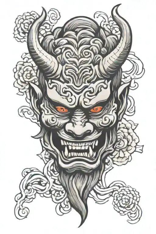 Oni Mask Head And Background Looking Like