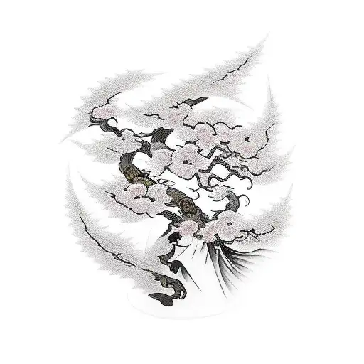 Katana Blade With Sakura Tree As The Handle