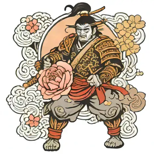 Design A Tattoo Of A Traditional Japanese Warrior And Sakura
