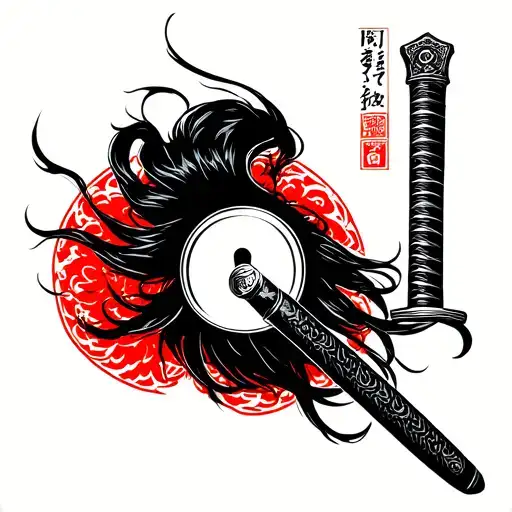 A Katana Sheathed In A Lock Of Hair