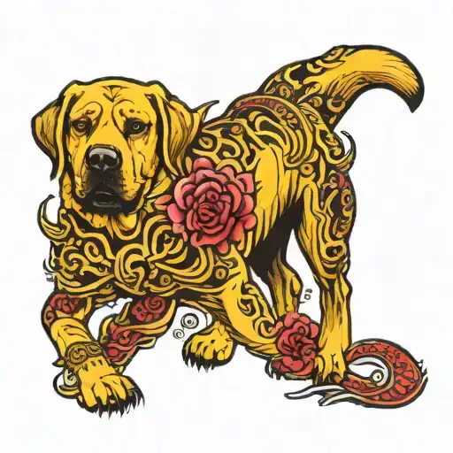 Aggressive Yellow Labrador With Demon Eyes