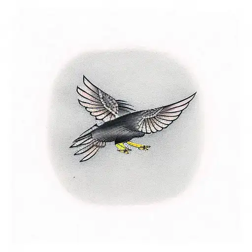 Small Flying Crows In A Line