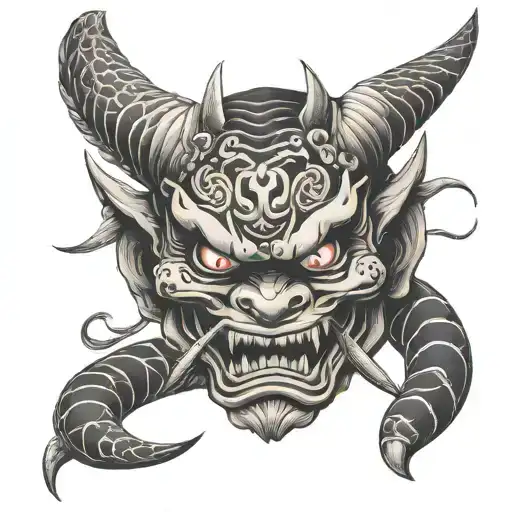 Oni Mask With Snake