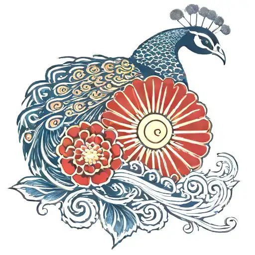 Peacock And Sun Rays