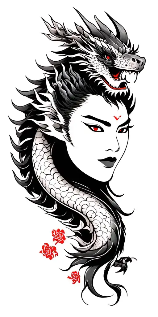 Mountain And Warrior And Dragon