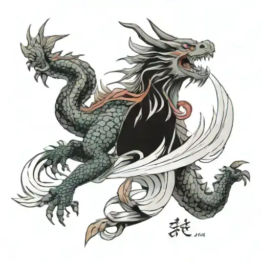 Blade And Dragon With Girl