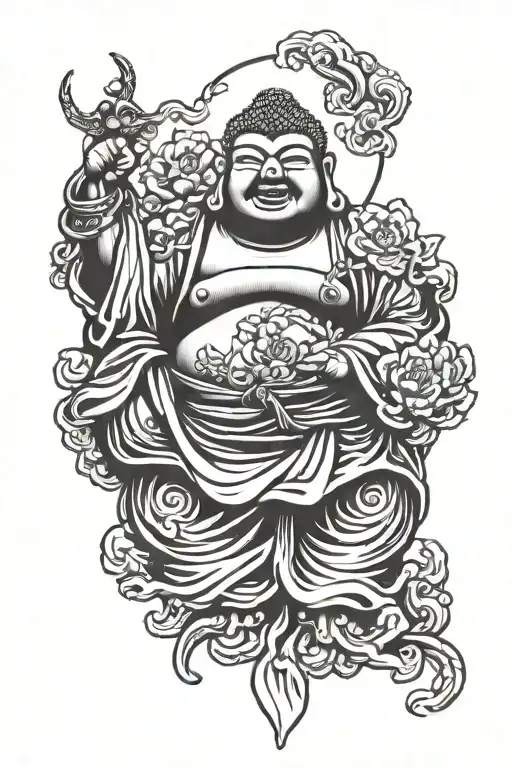 Fat Buddha Evil Simply Outlines