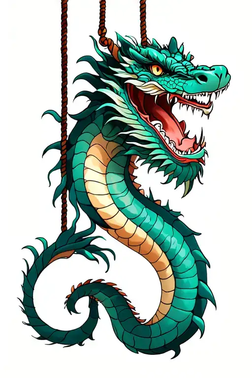 Japanesse Dragon Holding Rope Hanging