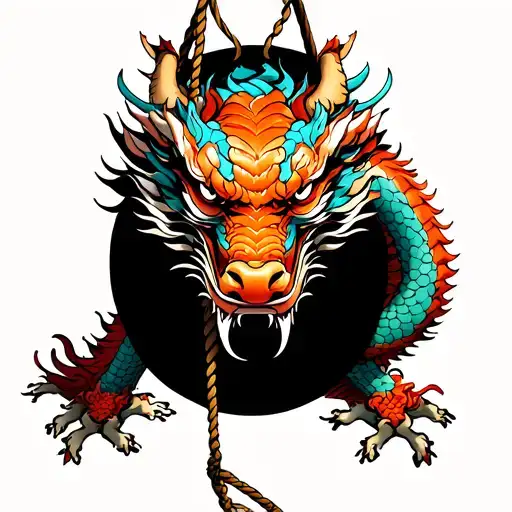 Japanese Dragon Holding Rope Hanging