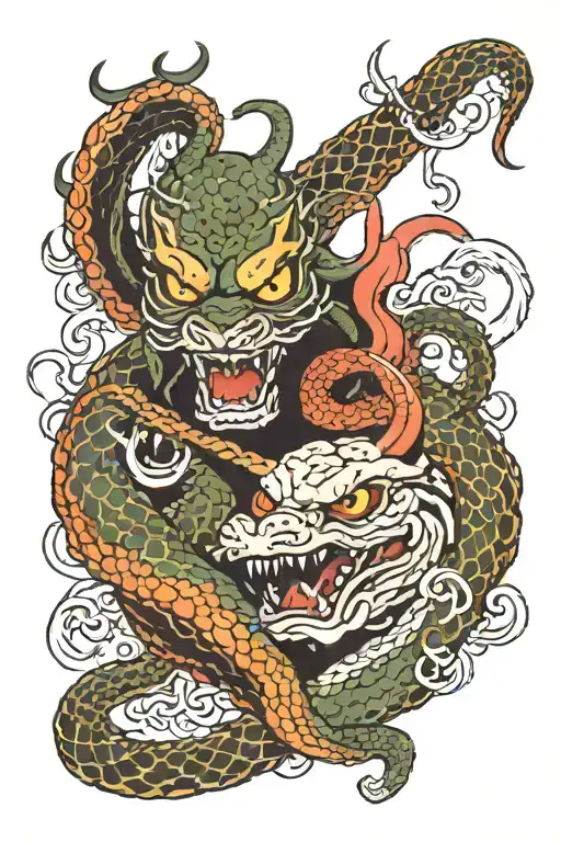 Snake And Demon In Mask