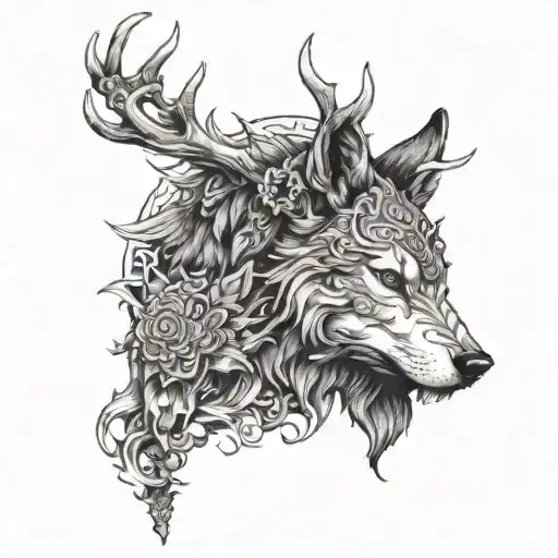 The Head Of A Wolf And A Deer In One
