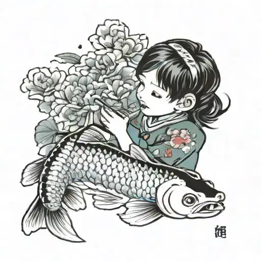 Koi Eating A Little Girl
