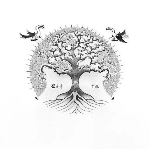 Tree Of Life With A Elephant And Eagle