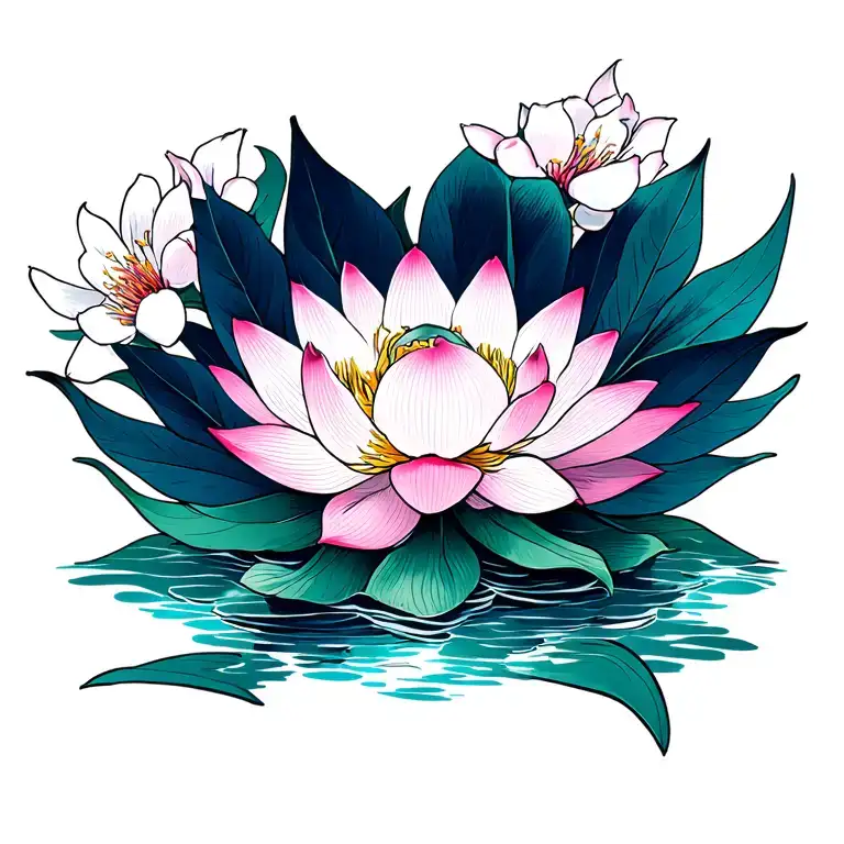 Lotus Flower Cherry Blossoms