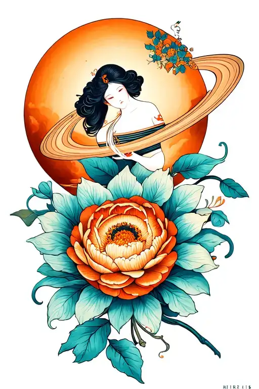 Saturn And Flower Of Lis