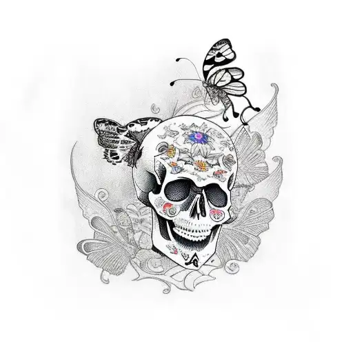 Skull With Butterfly