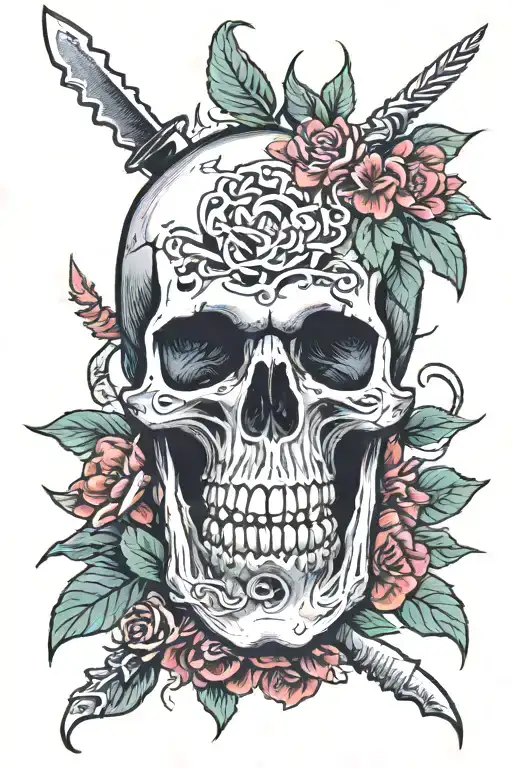 A Sprout Grows Inside The Skull Next To The Dagger