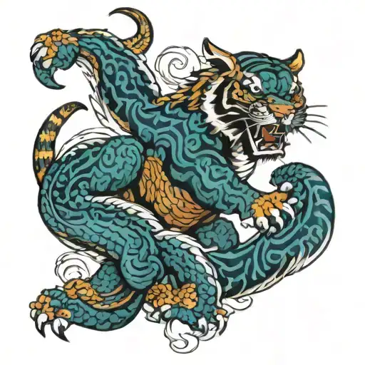 Tiger Fighting A Dragon