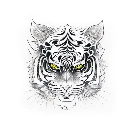 Cat With Demon Tiger Mask