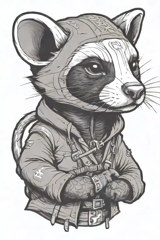 A Ferret Dressed As Assassin With Hood And Imperceptible Assassins Creed Game Logo
