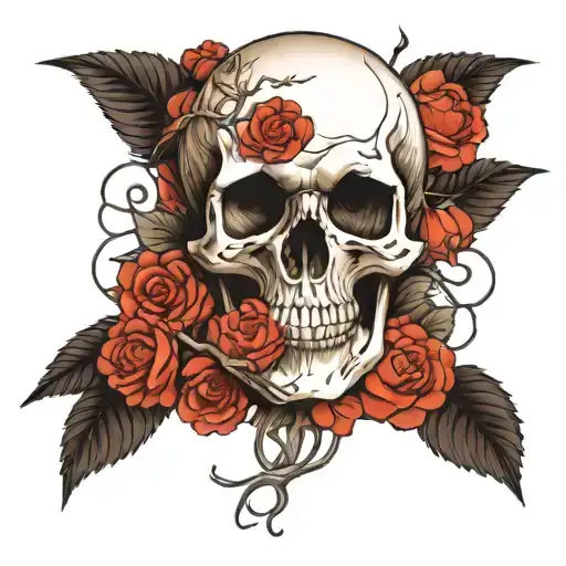 Skull And Rose Vine
